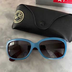 Ray Ban Jackie Ohh Blue and Red NIB 58mm
